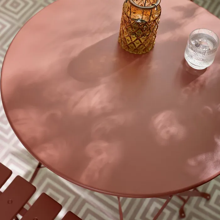 Furniturebox UK Cabo 2 Seat Pink Metal Outdoor Bistro Set with Foldable Table & Chairs