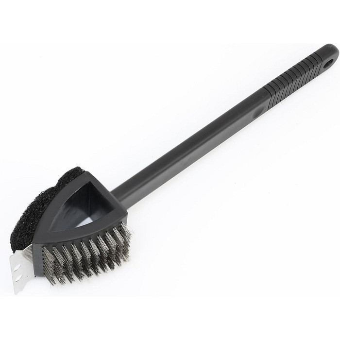 3-in-1 BBQ Grill Cleaning Brush Heavy-Duty Long Handle Grates Cleaner with Scraper & Scrub Pad for Gas, Charcoal & Smoker Grills