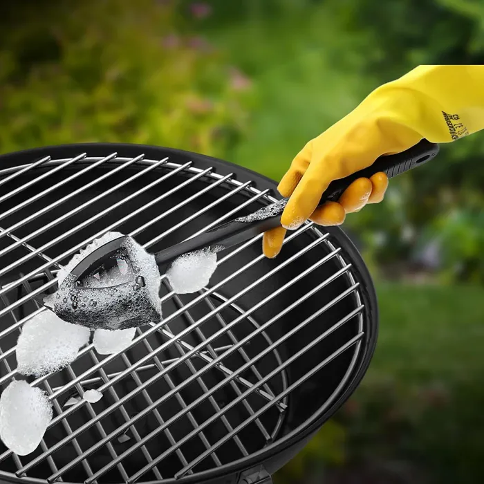 3-in-1 BBQ Grill Cleaning Brush Heavy-Duty Long Handle Grates Cleaner with Scraper & Scrub Pad for Gas, Charcoal & Smoker Grills