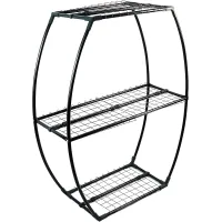 DIVCHI 3Tier Garden Shelving Unit ToolFree Assembly, Black Metal Frame, 100cm Height, 50cm/80cm/50cm Shelves