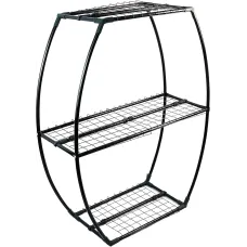 DIVCHI 3Tier Garden Shelving Unit ToolFree Assembly, Black Metal Frame, 100cm Height, 50cm/80cm/50cm Shelves