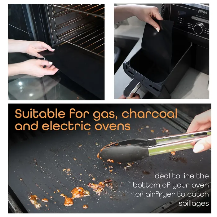 WISDOMWELL BBQ Grill Mat Set of 5 Non Stick Teflon Barbecue Baking Mats for Charcoal, Gas or Electric Grill - Heat Resistant, Reus