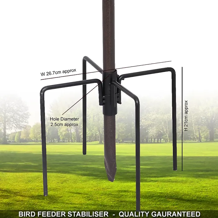 Wild Bird Feeder Stabiliser Base Black Garden Stand with Feet Spikes for Feeding Stations