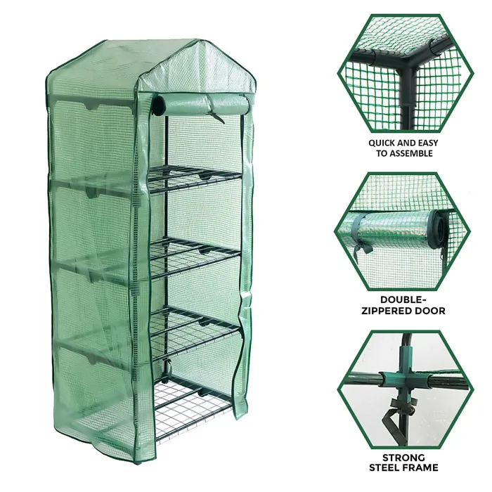 4 Tier Mini Greenhouse Outdoor Garden Plants Grow Green House with PVC Cover