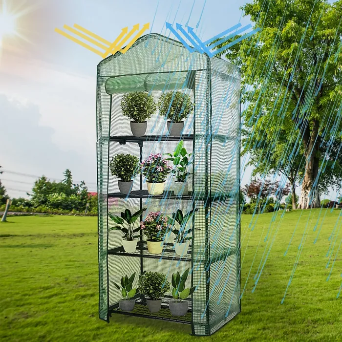 4 Tier Mini Greenhouse Outdoor Garden Plants Grow Green House with PVC Cover