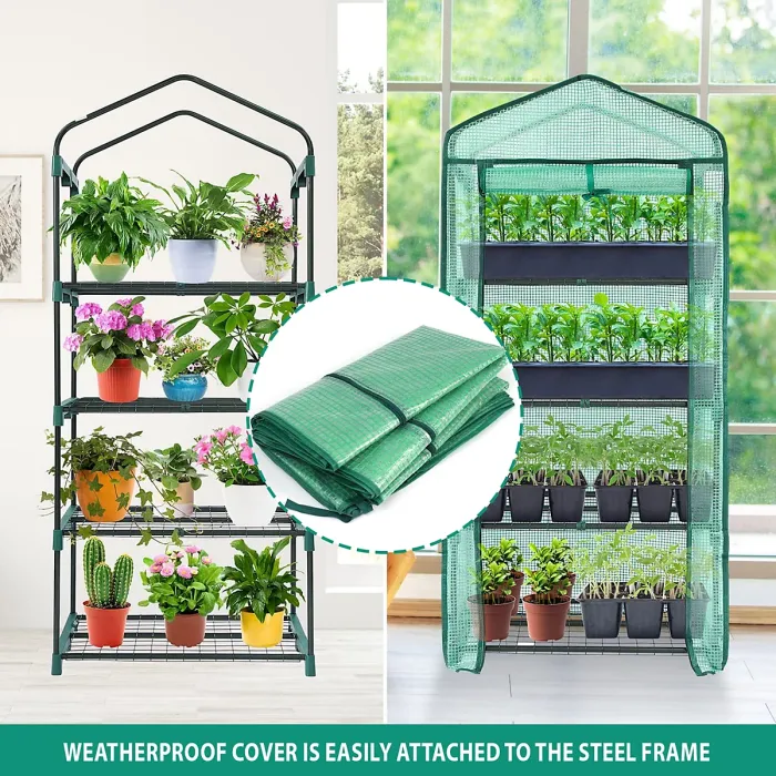 4 Tier Mini Greenhouse Outdoor Garden Plants Grow Green House with PVC Cover