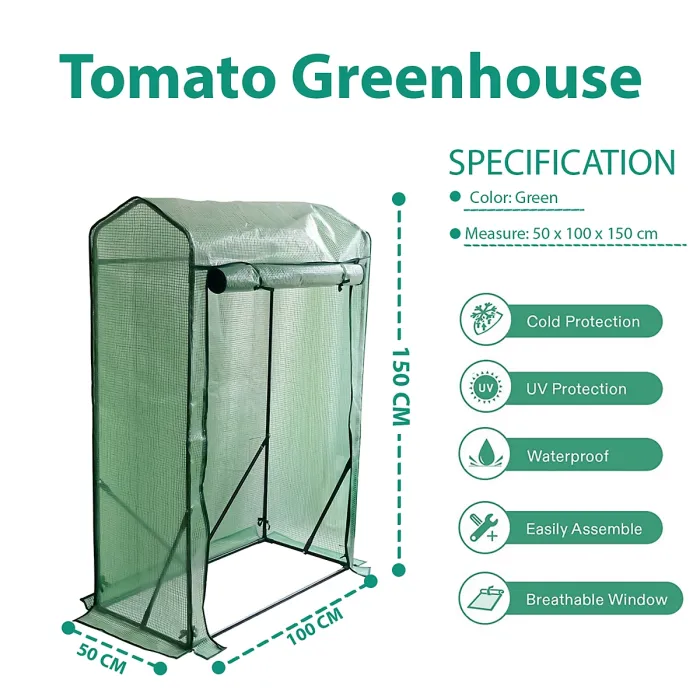 4 Tier Weatherproof Greenhouse with Slanted Gable Roof Mini Tomato & Plant Grow House