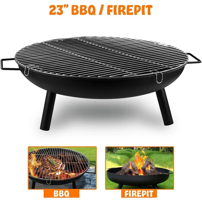 Outdoor Fire Pit, Fire Pits for Garden, BBQ Fire Brazier for Camping Picnic, Steel Fire Bowl Patio Heaters Charcoal Log Wood