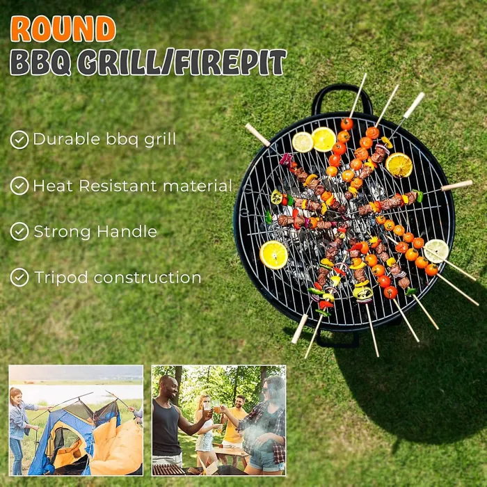 Outdoor Fire Pit, Fire Pits for Garden, BBQ Fire Brazier for Camping Picnic, Steel Fire Bowl Patio Heaters Charcoal Log Wood