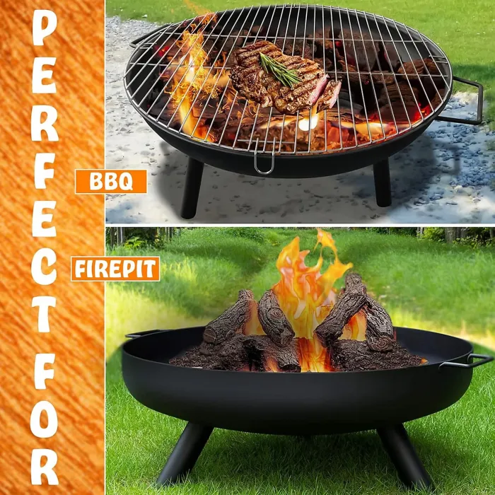 Outdoor Fire Pit, Fire Pits for Garden, BBQ Fire Brazier for Camping Picnic, Steel Fire Bowl Patio Heaters Charcoal Log Wood