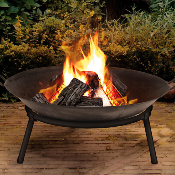 Round Garden Metal Fire Pit Traditional Outdoor Log Fire Pit