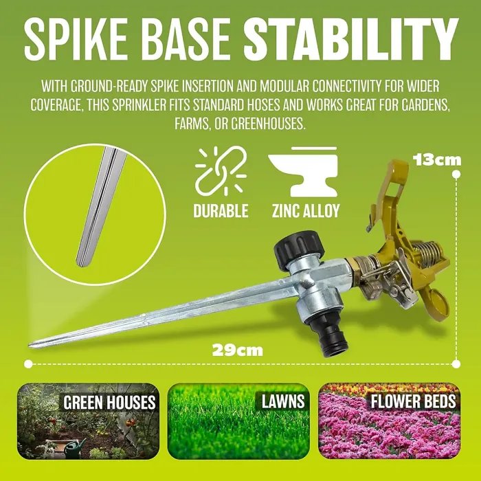 Adjustable Garden Sprinkler Metal Zinc Watering System for Lawns, Grass & Flowers