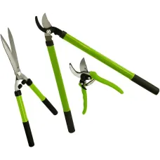 3Pc Garden Shears Set Pruning Set, Tree Lopper, Secateurs & Shears with Soft Grip Telescopic Handles & High Quality Blades