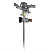 Metal Pulsating Lawn Sprinkler with Spike - 360 degree Adjustable Rotation