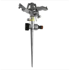 Metal Pulsating Lawn Sprinkler with Spike - 360 degree Adjustable Rotation
