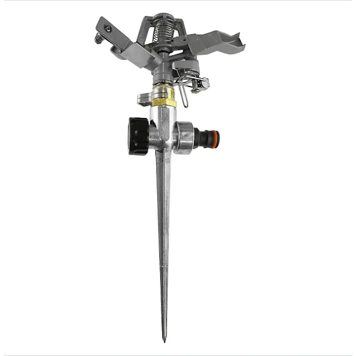 Metal Pulsating Lawn Sprinkler with Spike - 360 degree Adjustable Rotation
