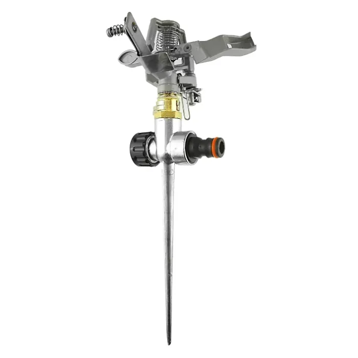 Metal Pulsating Lawn Sprinkler with Spike - 360 degree Adjustable Rotation
