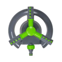 3 Arm Adjustable Rotating Lawn Sprinkler Green Grey