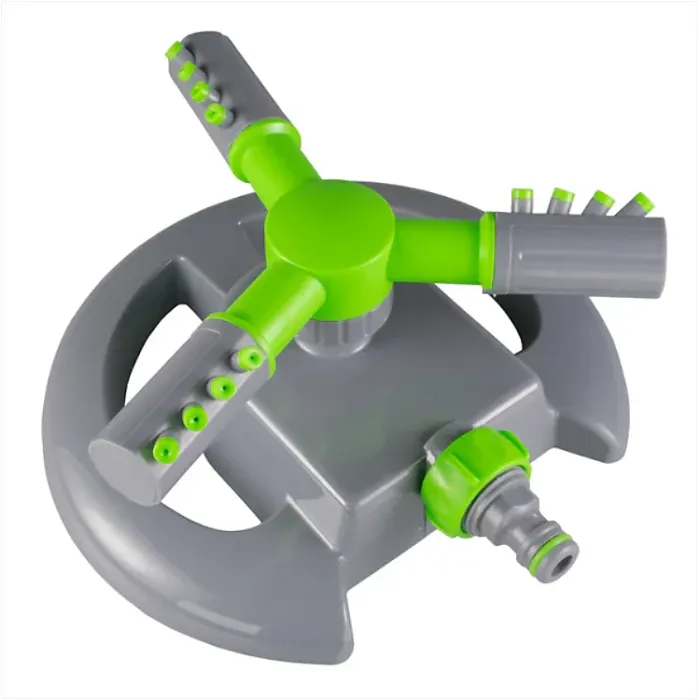 3 Arm Adjustable Rotating Lawn Sprinkler Green Grey