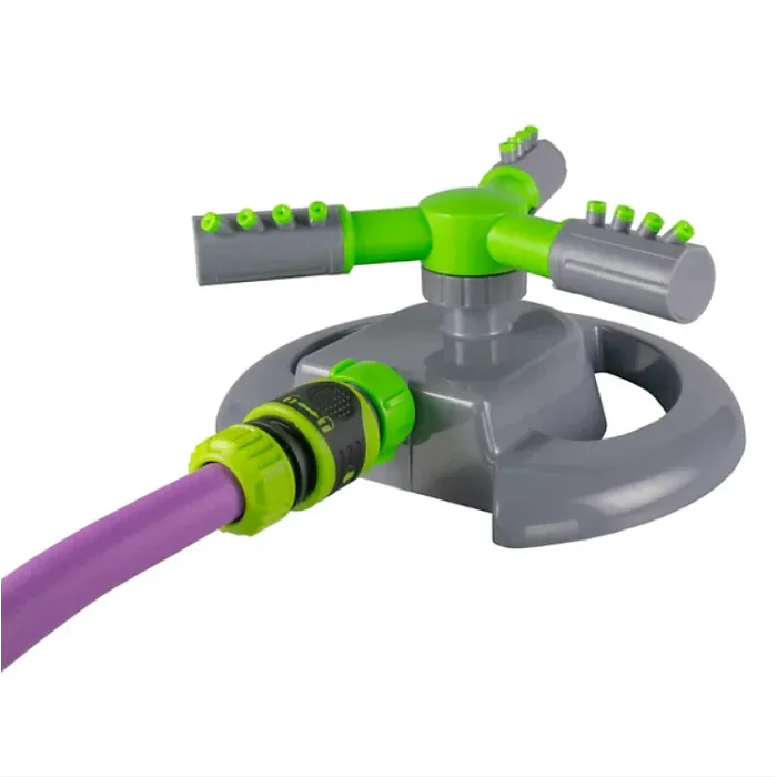 3 Arm Adjustable Rotating Lawn Sprinkler Green Grey