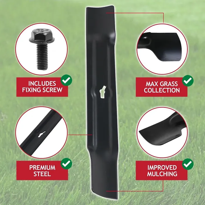 SPARES2GO Blade compatible with Ryno M3E1132M Lawnmower 32cm Grass Mower Metal Cutter + Fixing Screw