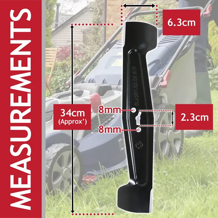 SPARES2GO Metal Blade compatible with Spear & Jackson CLMF2434A S2434CR Lawnmower (34cm)