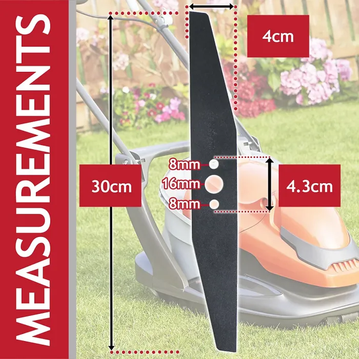 SPARES2GO Blade for Flymo Easi Glide 300 Hover Micro Compact HC300 MC300 FLY004 Lawnmower (30cm) + Spacers
