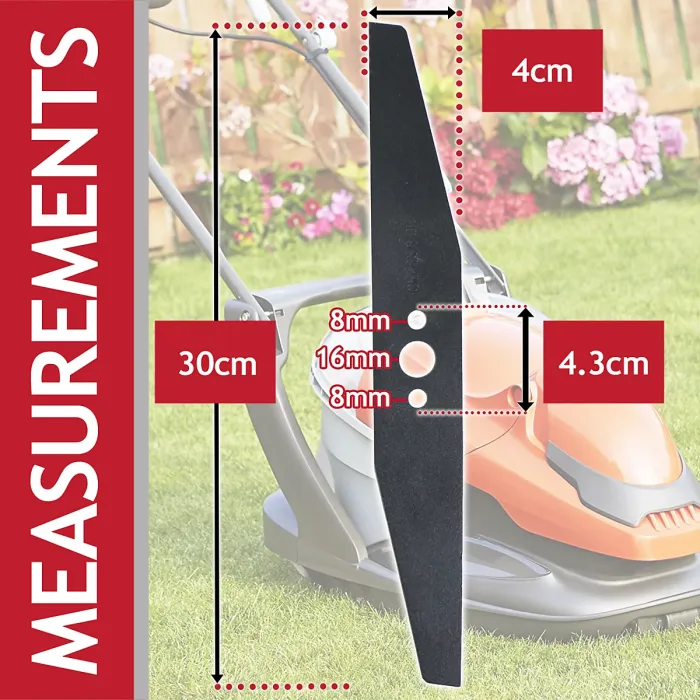 SPARES2GO Metal Blade compatible with Flymo Easi Glide 300 Hover Vac 280 Micro Compact HC300 MC300 FLY004 Lawnmower (30cm)