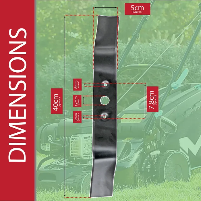 SPARES2GO Blade for Cobra M40 M40C M41C DYM1651PF Lawnmower 40cm Metal Grass Cutter