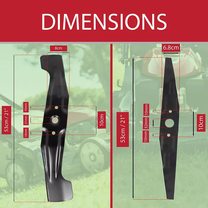 SPARES2GO Blade for Honda HRX537C Lawnmower 21" 53cm Lower Upper Cutter Set