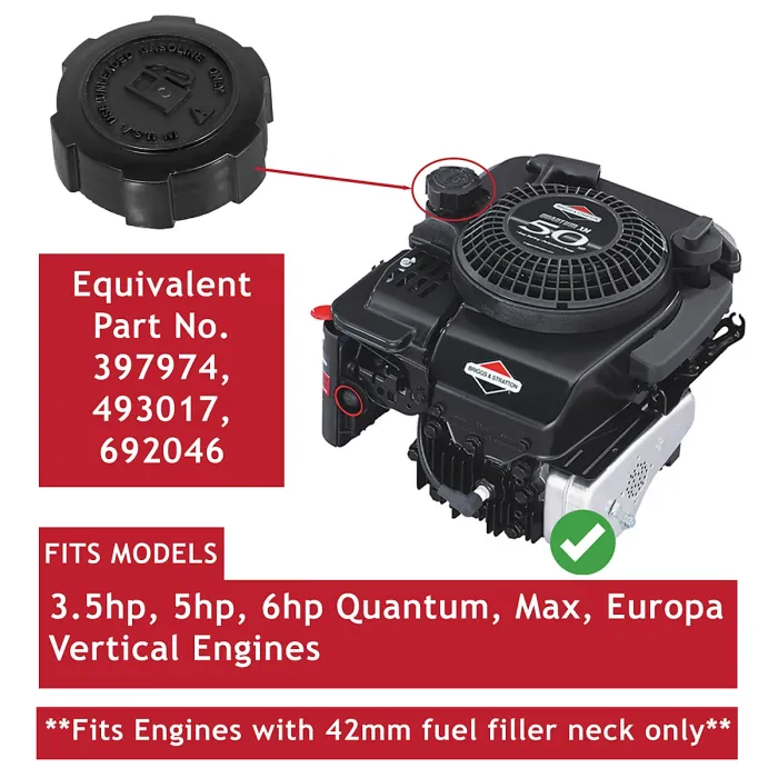 SPARES2GO Fuel Tank Cap for Briggs & Stratton Max Quantum Europa Lawnmower Petrol Engine