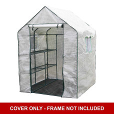 Spare Cover, Large Walk In Greenhouse PE Cover, Roll Up Door & Netted Windows for Temperature Control