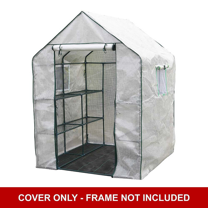 Spare Cover, Large Walk In Greenhouse PE Cover, Roll Up Door & Netted Windows for Temperature Control
