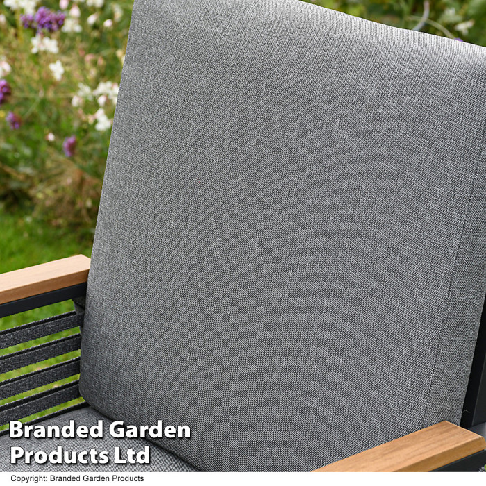 Aluminium Garden Dining Set with Cushions for 6 People, Luxury Outdoor Furniture (Grey)