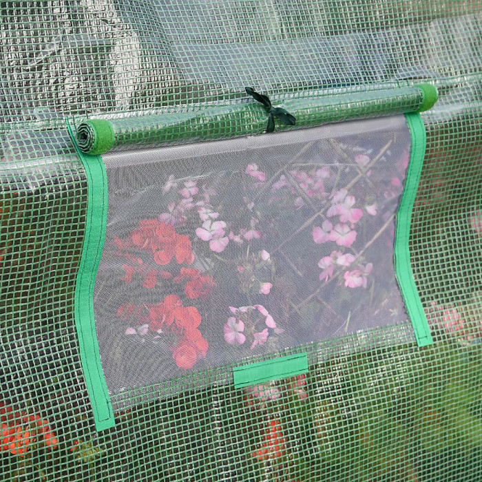 Garden Grow 2m x 2m Greenhouse Polytunnel, Powder Coated Steel Frame, Netted Windows, Durable Waterproof PE Cover, Easy Assembly