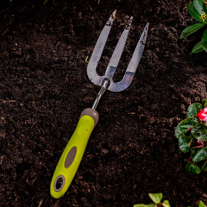 Garden Gear Stainless Steel Hand Fork for Gardening, Ergonomic Handle