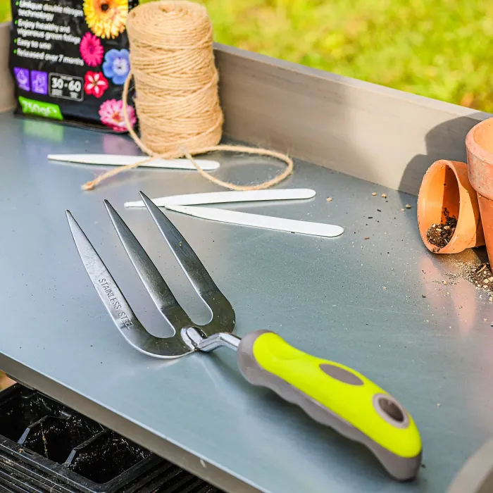 Garden Gear Stainless Steel Hand Fork for Gardening, Ergonomic Handle