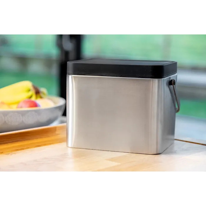 MasterClass Stainless Steel Compost Bin with Antimicrobial Lid