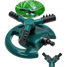 Green Haven Sprinkler 360 Rotation Attachment for Garden Hose Premium Automatic Lawn Water Sprinkler with 3 Arms Blue Green