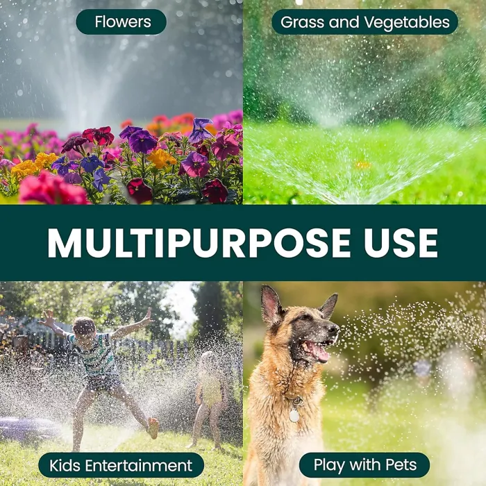 Green Haven Sprinkler 360 Rotation Attachment for Garden Hose Premium Automatic Lawn Water Sprinkler with 3 Arms Blue Green