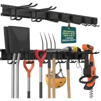 Green Haven Heavy Duty 48-inch Garden Tool Rack Customisable Wall-Mounted Garage Tool Organiser with 7 Adjustable Hooks