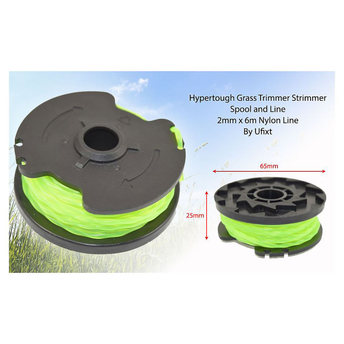 Hyper Tough Grass Strimmer Trimmer Spool and Line 2mm x 6m by Ufixt