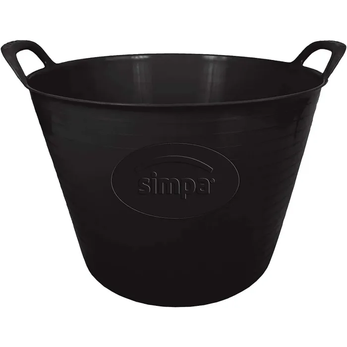 simpa 42L Black Large Multi Purpose Flexible Tub Buckets - Set of 5