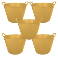 simpa 42L Yellow Large Multi Purpose Flexible Tub Buckets - Set of 5