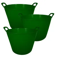 simpa 42L Dark Green Large Multi Purpose Flexible Tub Buckets - Set of 3