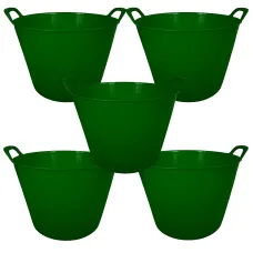 simpa 42L Dark Green Large Multi Purpose Flexible Tub Buckets - Set of 5