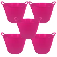 simpa 42L Pink Large Multi Purpose Flexible Tub Buckets - Set of 5