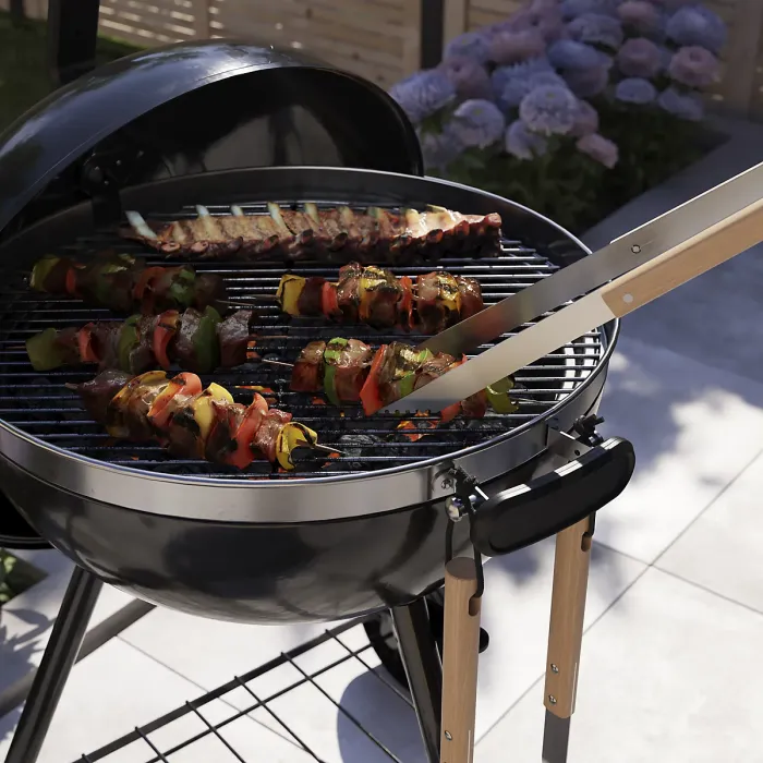 GoodHome Natural Beech & stainless steel 2 piece Barbecue tool set