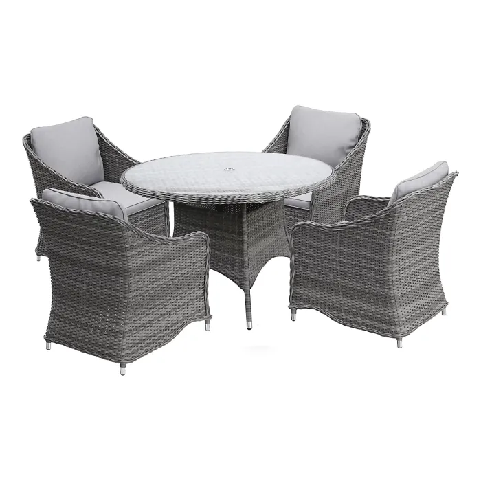 GoodHome Hamilton Steeple grey Rattan effect 4 seater Dining set