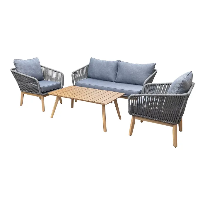 GoodHome Vitello Matt Grey & Natural 4 Seater Coffee set